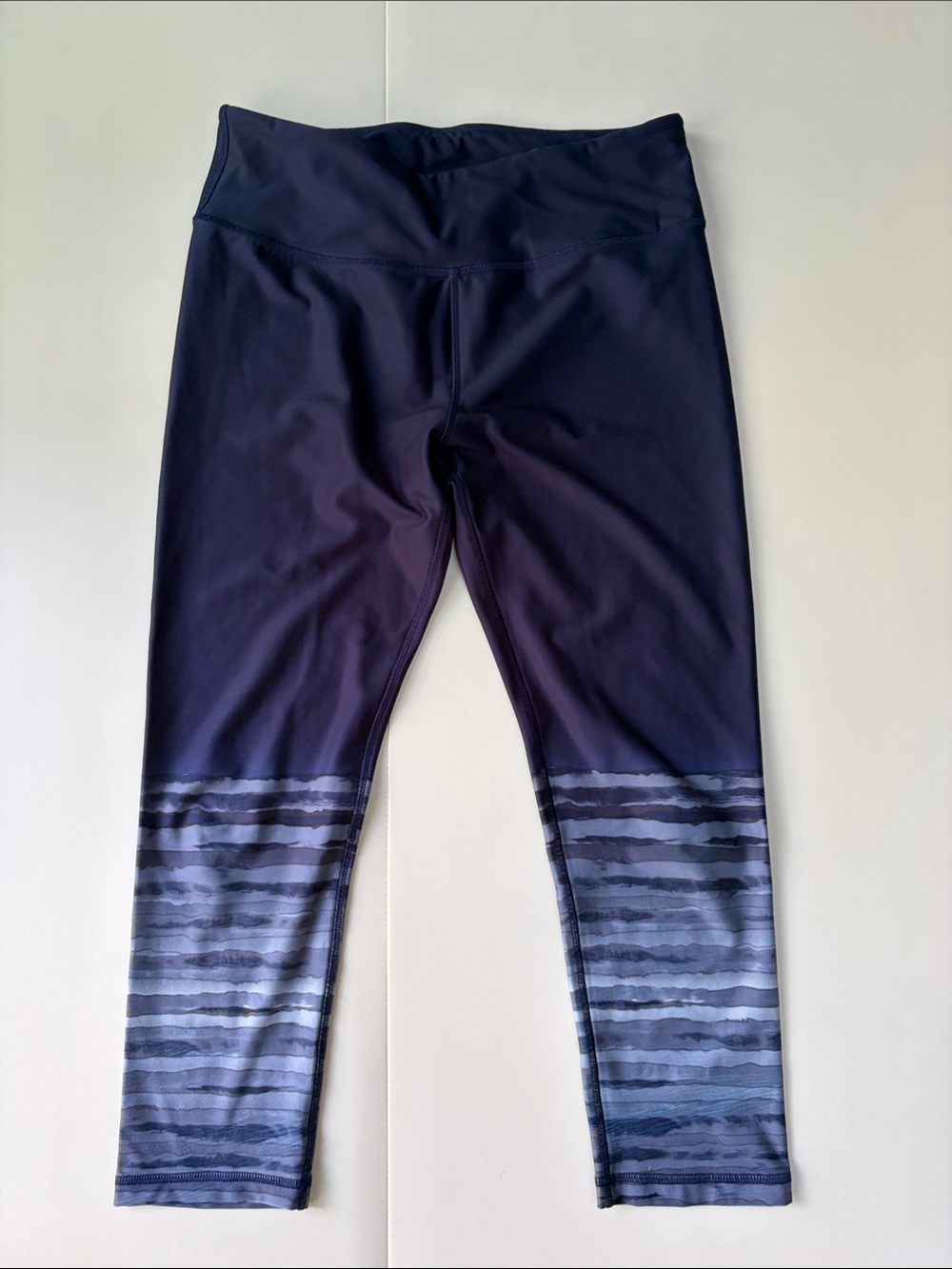 RBX Navy Blue Girls' Leggings with Striped Hem Detail
